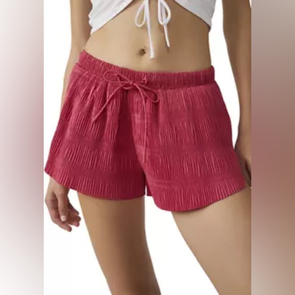 Free People M red Shirr Enough shorts